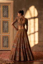 Load image into Gallery viewer, Olive Green Organza Double Dupatta Lehenga Set