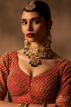 Load image into Gallery viewer, Red Raw Silk Double Dupatta Lehenga Set