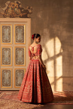 Load image into Gallery viewer, Red Raw Silk Double Dupatta Lehenga Set
