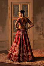 Load image into Gallery viewer, Maroon Raw Silk Double Dupatta Lehenga Set