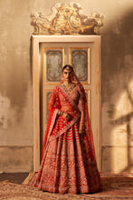 Load image into Gallery viewer, Red Raw Silk Double Dupatta Lehenga Set