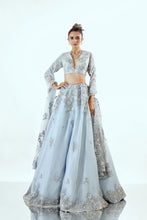 Load image into Gallery viewer, LILY FLOWER AQUA BLUE - LILY FLOWER ORGANZA LEHENGA SET