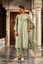 Load image into Gallery viewer, Green kurta set with churidar and dupatta