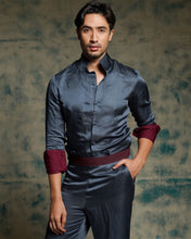 Load image into Gallery viewer, Charcoal Blue Hand painted concept blazer set