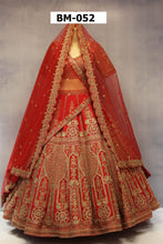 Load image into Gallery viewer, Red Raw Silk Double Dupatta Lehenga Set