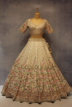 Load image into Gallery viewer, Ivory Raw Silk Double Dupatta Lehenga Set