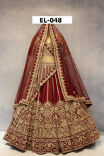 Load image into Gallery viewer, Maroon Raw Silk Double Dupatta Lehenga Set