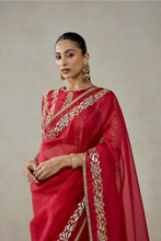 Load image into Gallery viewer, Organza Red Saree Set