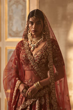 Load image into Gallery viewer, Maroon Raw Silk Double Dupatta Lehenga Set