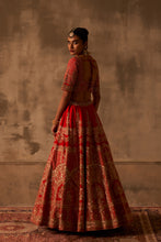 Load image into Gallery viewer, Red Raw Silk Double Dupatta Lehenga Set