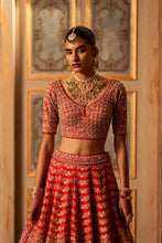 Load image into Gallery viewer, Red Raw Silk Double Dupatta Lehenga Set