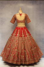 Load image into Gallery viewer, Red Raw Silk Double Dupatta Lehenga Set