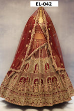 Load image into Gallery viewer, Maroon Raw Silk Double Dupatta Lehenga Set