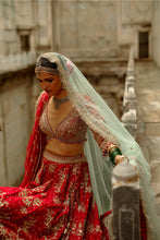 Load image into Gallery viewer, Red Raw Silk Lehenga With Multi-Bead Work