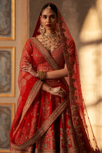 Load image into Gallery viewer, Red Raw Silk Double Dupatta Lehenga Set