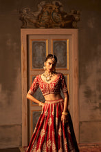 Load image into Gallery viewer, Maroon Raw Silk Double Dupatta Lehenga Set