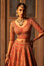 Load image into Gallery viewer, Red Raw Silk Double Dupatta Lehenga Set