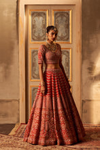 Load image into Gallery viewer, Red Raw Silk Double Dupatta Lehenga Set