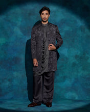 Load image into Gallery viewer, Charcoal Gray hand embroidered contemporary jacket set