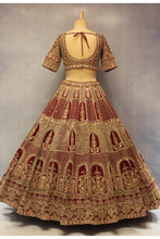 Load image into Gallery viewer, Maroon Raw Silk Double Dupatta Lehenga Set