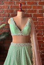 Load image into Gallery viewer, Green gota work lehenga set