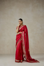Load image into Gallery viewer, Organza Red Saree Set