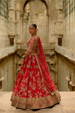 Load image into Gallery viewer, Red Raw Silk Lehenga With Multi-Bead Work