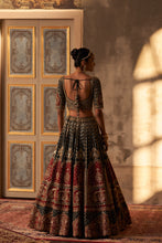 Load image into Gallery viewer, Green Raw Silk Double Dupatta Lehenga Set