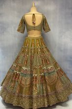 Load image into Gallery viewer, Olive Green Organza Double Dupatta Lehenga Set