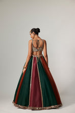 Load image into Gallery viewer, CRANBERRY MULTICOLOR LINEAR LEHENGA WITH SQUARE NECK BLOUSE