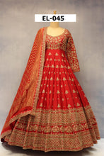 Load image into Gallery viewer, Red Raw Silk Anarkali Set