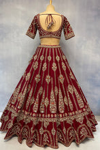 Load image into Gallery viewer, Maroon Raw Silk Double Dupatta Lehenga Set