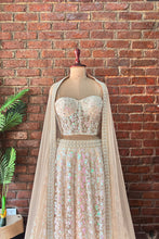 Load image into Gallery viewer, Beige Sequin work corset and lehenga set