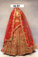 Load image into Gallery viewer, Red Raw Silk Double Dupatta Lehenga Set