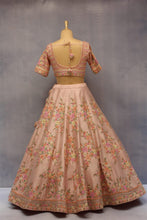 Load image into Gallery viewer, Peach Raw Silk Double Dupatta Lehenga Set