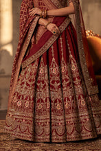 Load image into Gallery viewer, Maroon Raw Silk Double Dupatta Lehenga Set