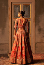 Load image into Gallery viewer, Red Raw Silk Double Dupatta Lehenga Set