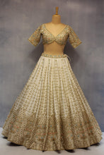 Load image into Gallery viewer, Ivory Raw Silk Double Dupatta Lehenga Set