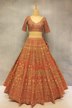 Load image into Gallery viewer, Red Raw Silk Double Dupatta Lehenga Set