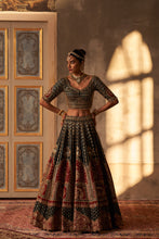 Load image into Gallery viewer, Green Raw Silk Double Dupatta Lehenga Set