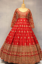 Load image into Gallery viewer, Red Raw Silk Anarkali Set