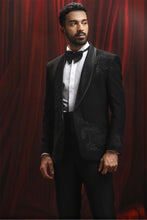 Load image into Gallery viewer, Black Jacquard Textured Tuxedo