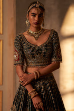 Load image into Gallery viewer, Green Raw Silk Double Dupatta Lehenga Set