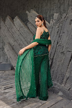Load image into Gallery viewer, Green Net Embroidery, Sequins Round Neck Hand Tunic Sharara Set