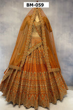 Load image into Gallery viewer, Rust Raw Silk Double Dupatta Lehenga Set
