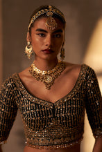 Load image into Gallery viewer, Green Raw Silk Double Dupatta Lehenga Set