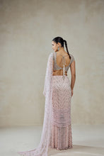 Load image into Gallery viewer, Baby Pink Draped Saree Set