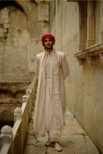 Load image into Gallery viewer, Cream Sherwani Jacket With Choga And Churidar Set
