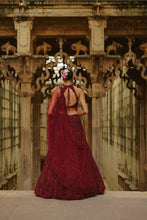 Load image into Gallery viewer, Burgundy Lehenga Choli Dupatta Set