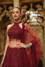 Load image into Gallery viewer, Burgundy Lehenga Choli Dupatta Set